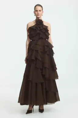 AJE Villa Gown Chocolate Size 12 for rent on The Volte - image 1