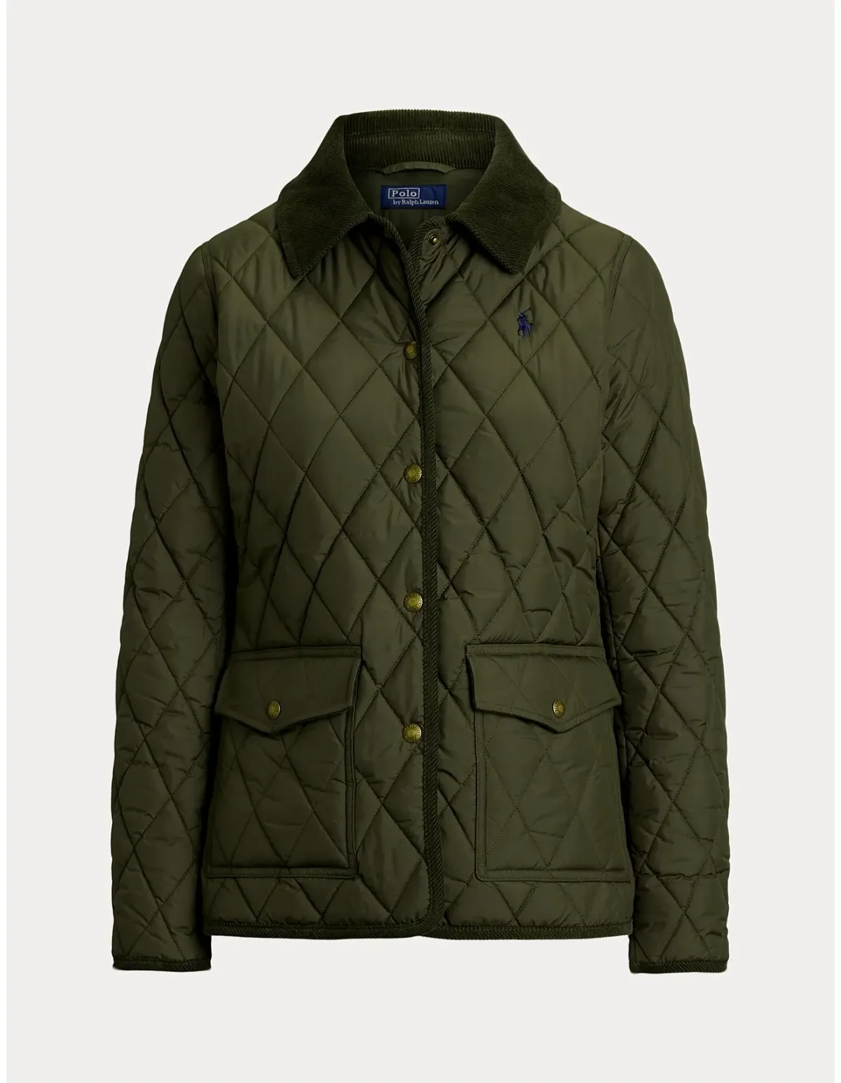 Polo Ralph Lauren Corduroy-Trim Quilted Barn Jacket L Green - Image 4