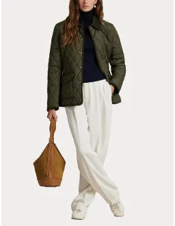 Polo Ralph Lauren Corduroy-Trim Quilted Barn Jacket L Green for rent on The Volte - image 3