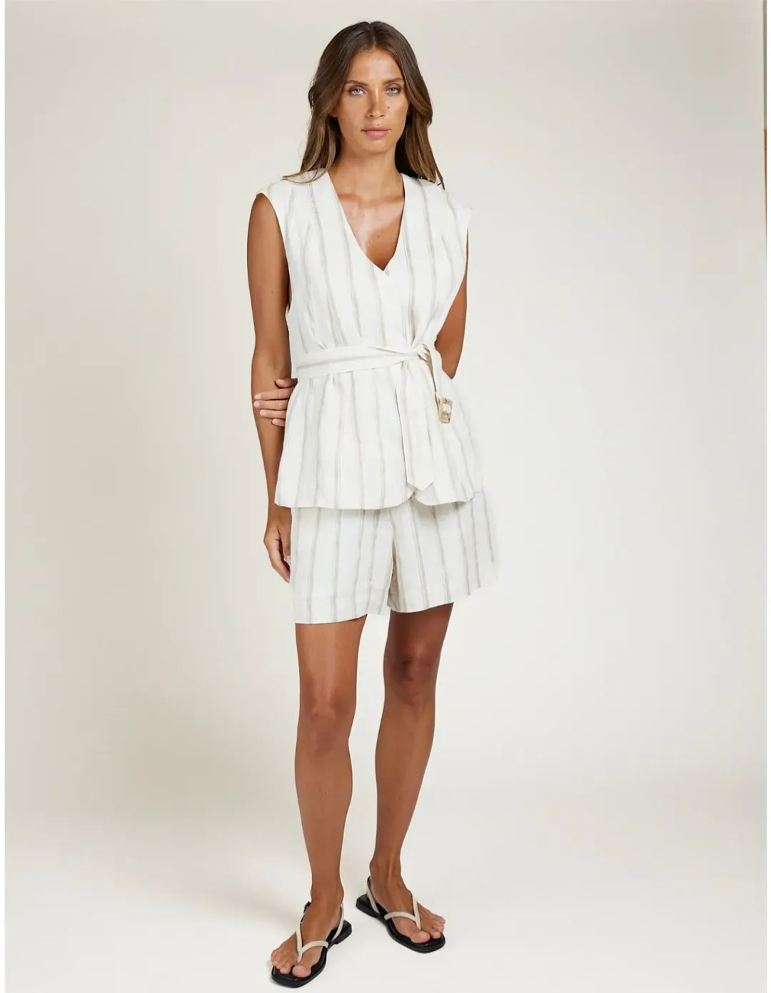 State Of Embrace The Vest Size 12 AU Taupe Stripe for rent on The Volte - main image