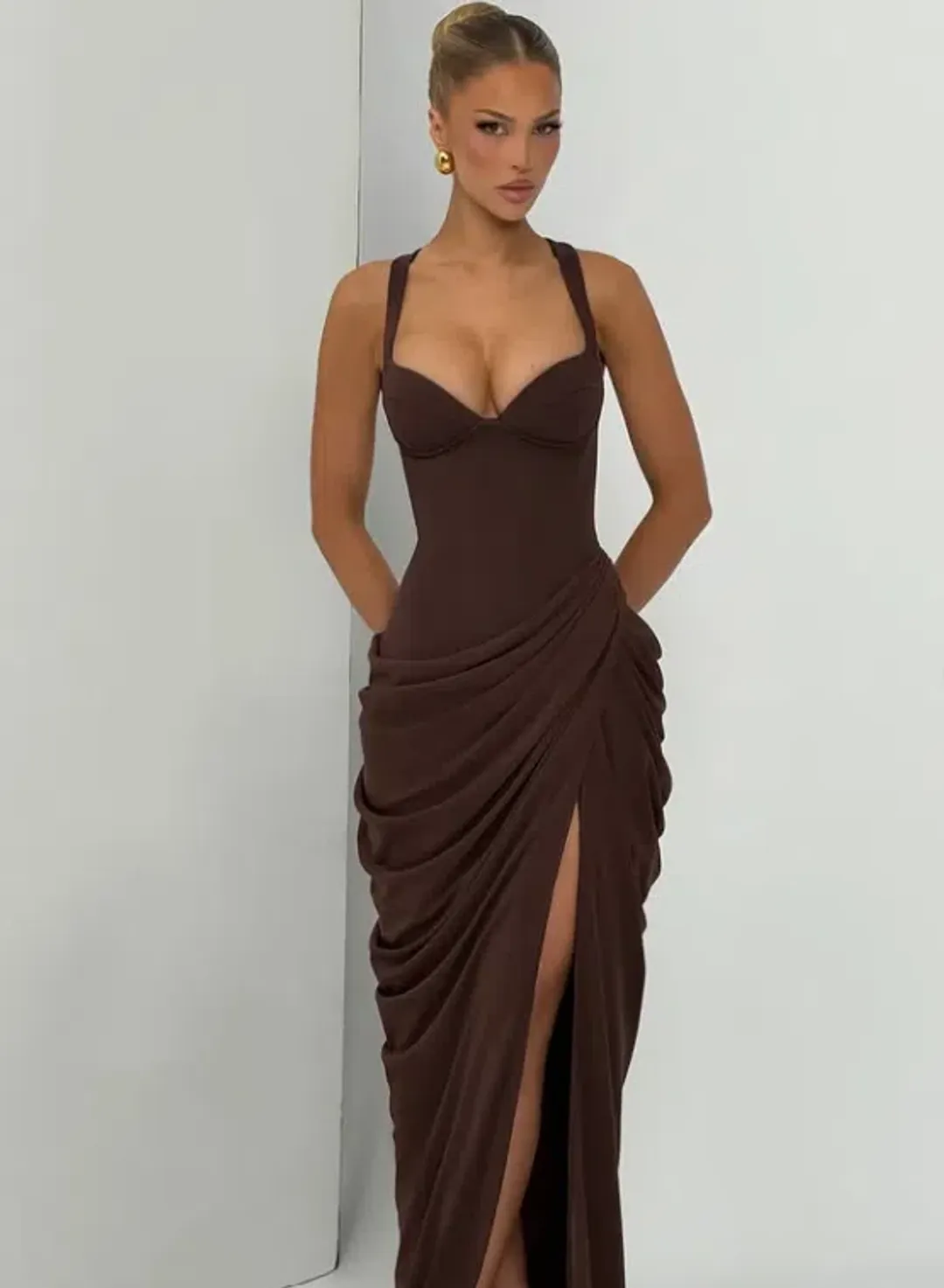Babyboo Elara Maxi Dress Plum Brown size 8 for rent on The Volte - main image