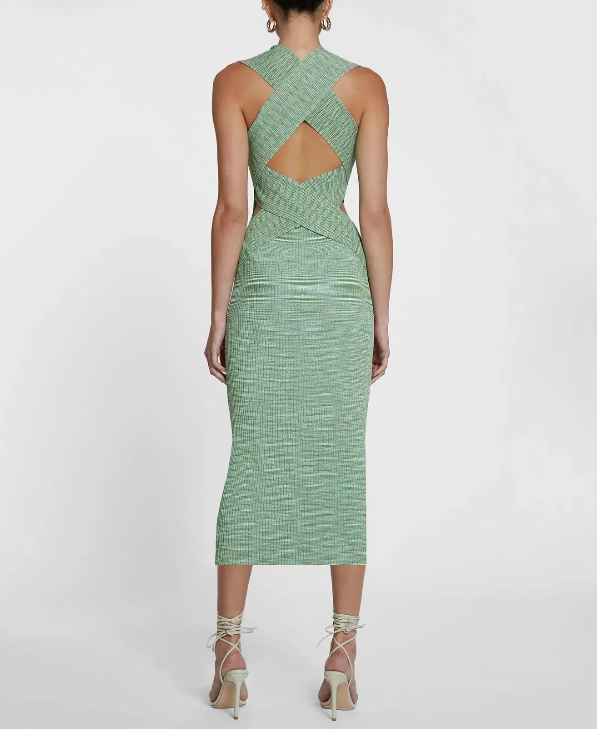 BY JOHNNY LEORA LATICE KNIT MIDI DRESS IN MATCHA SIZE 8 - Image 3