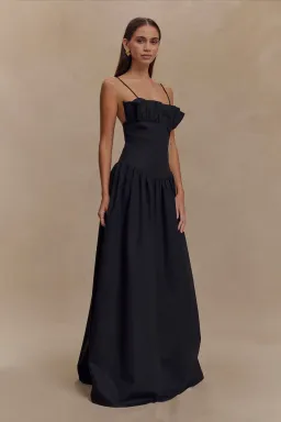Meshki Cotton Frill Maxi Dress Black XXS for rent on The Volte - image 1