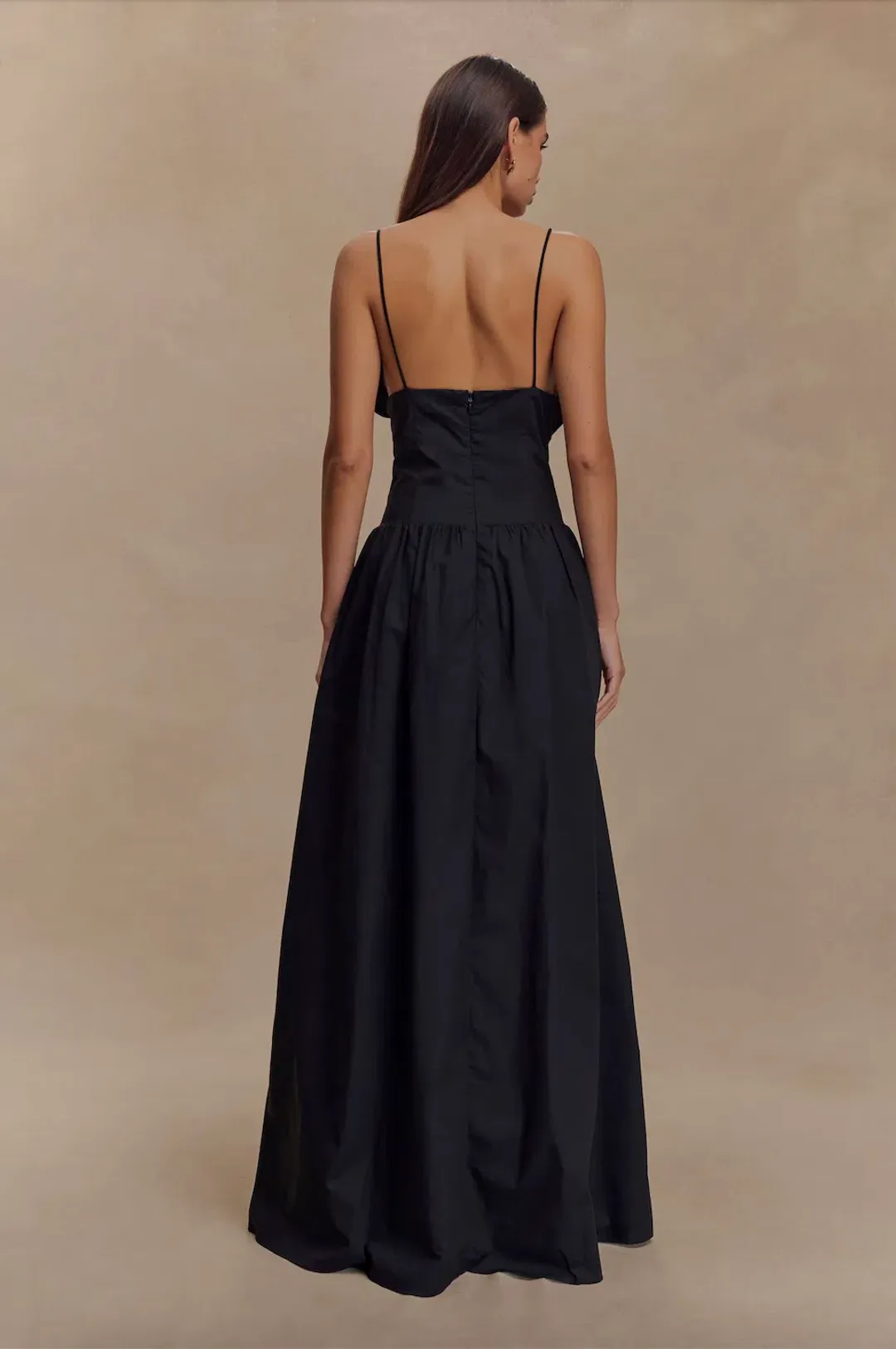 Meshki Cotton Frill Maxi Dress Black XXS for rent on The Volte - main image