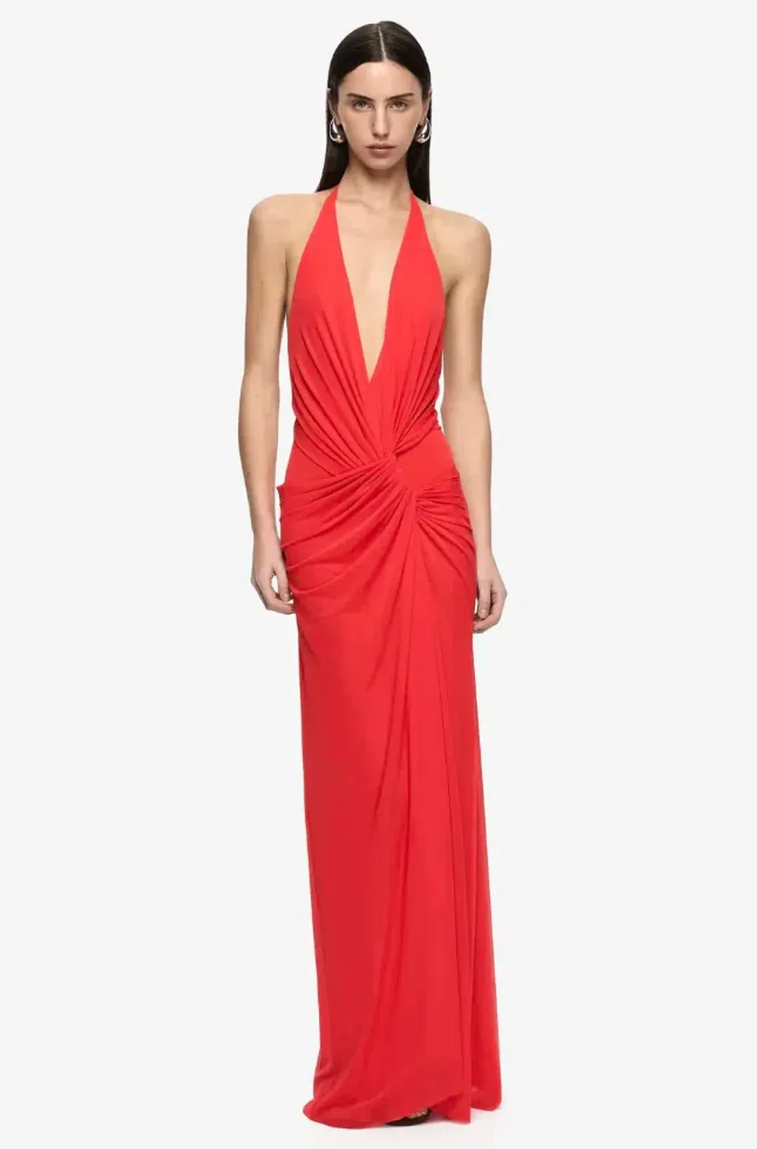 Xanthi V Neck Maxi Dress | Flame - Size 6 for rent on The Volte - main image