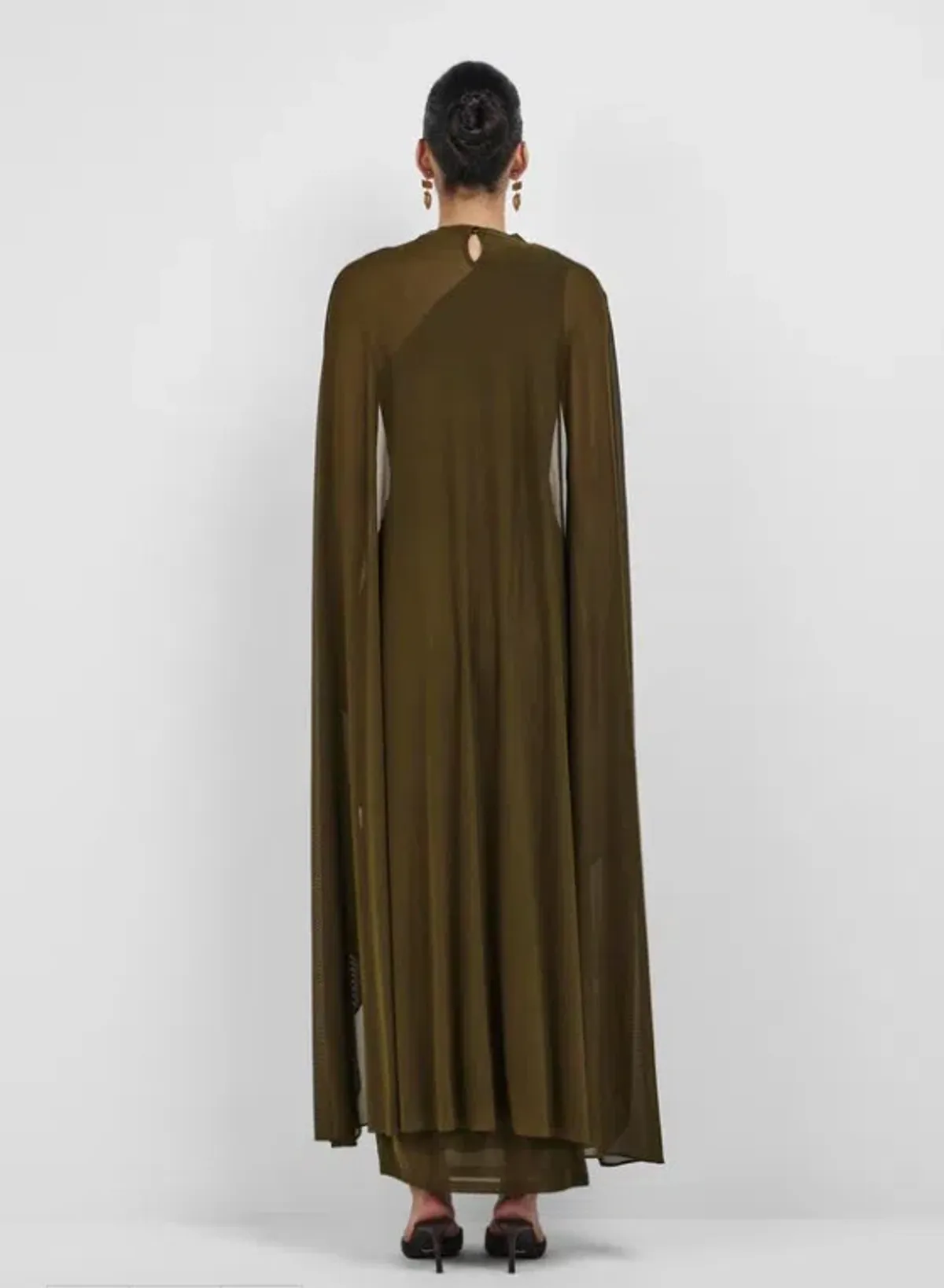 Sheike Hallie Gown Khaki Green With Cape Maxi Dress Sizes 12 - Image 5
