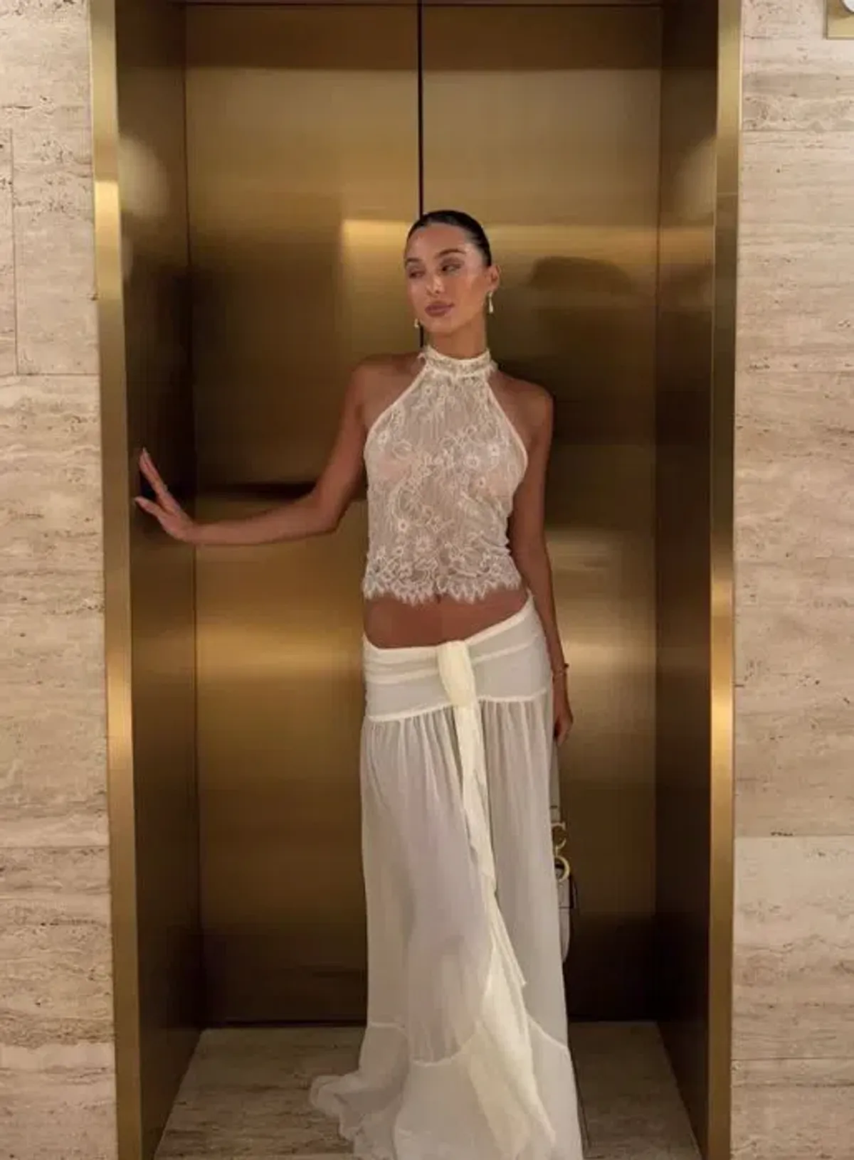 Ooh The Label Poppy Top + Wilhelmina Skirt Size XS in Frosted Whisper for rent on The Volte - main image