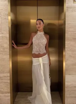Ooh The Label Poppy Top + Wilhelmina Skirt Size XS in Frosted Whisper for rent on The Volte - image 1