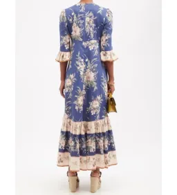 Zimmermann Moonshine Floral Linen Maxi Dress Blue Size 0/AU8 for rent on The Volte - image 3