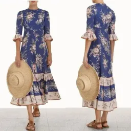 π Zimmermann Moonshine Floral Linen Maxi Dress Blue Size 0 / AU 8 π for rent on The Volte - image 2