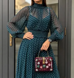 Zimmermann Size 2 / 12 Green Silk Long Sleeve Midi Polka Dress for rent on The Volte - image 1