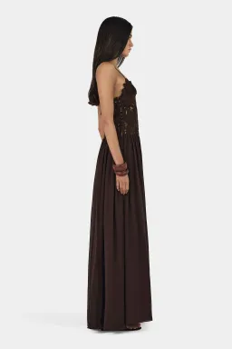 Hansen and Gretel Stephanie Maxi Dress Size M in Brown for rent on The Volte - image 7