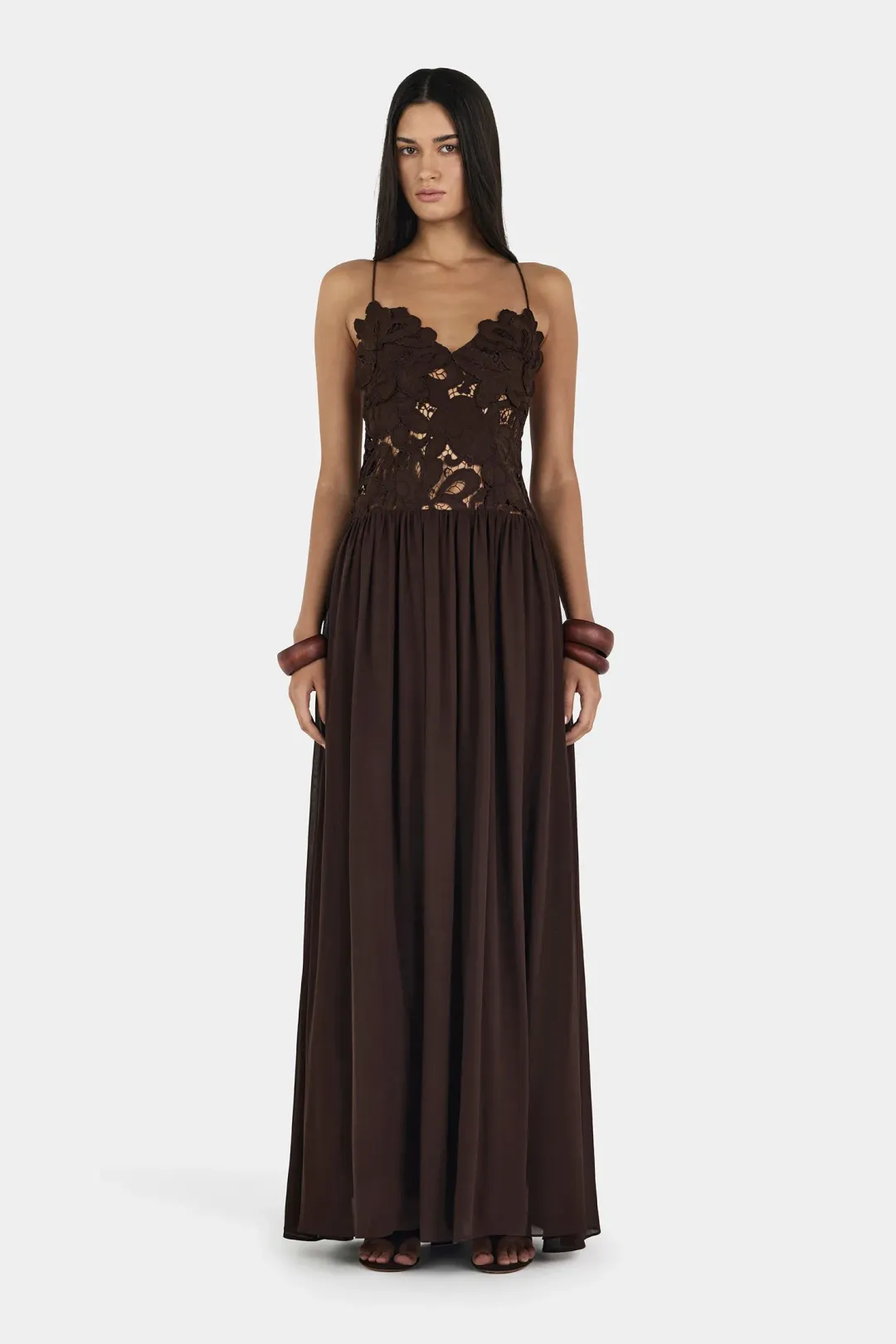 Hansen and Gretel Stephanie Maxi Dress Size M in Brown for rent on The Volte - main image