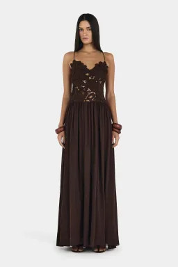 Hansen and Gretel Stephanie Maxi Dress Size M in Brown for rent on The Volte - image 4