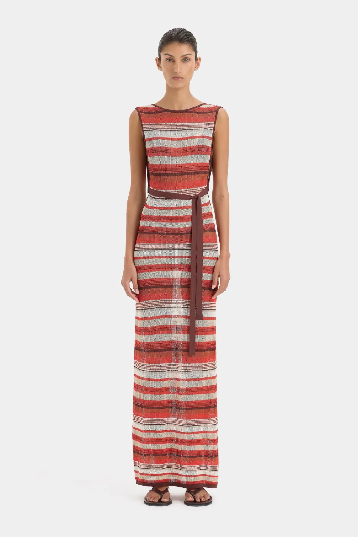 Sir The Label Coastline Tie Dress in Red Stripe Size 1 / AU 8 - Image 4