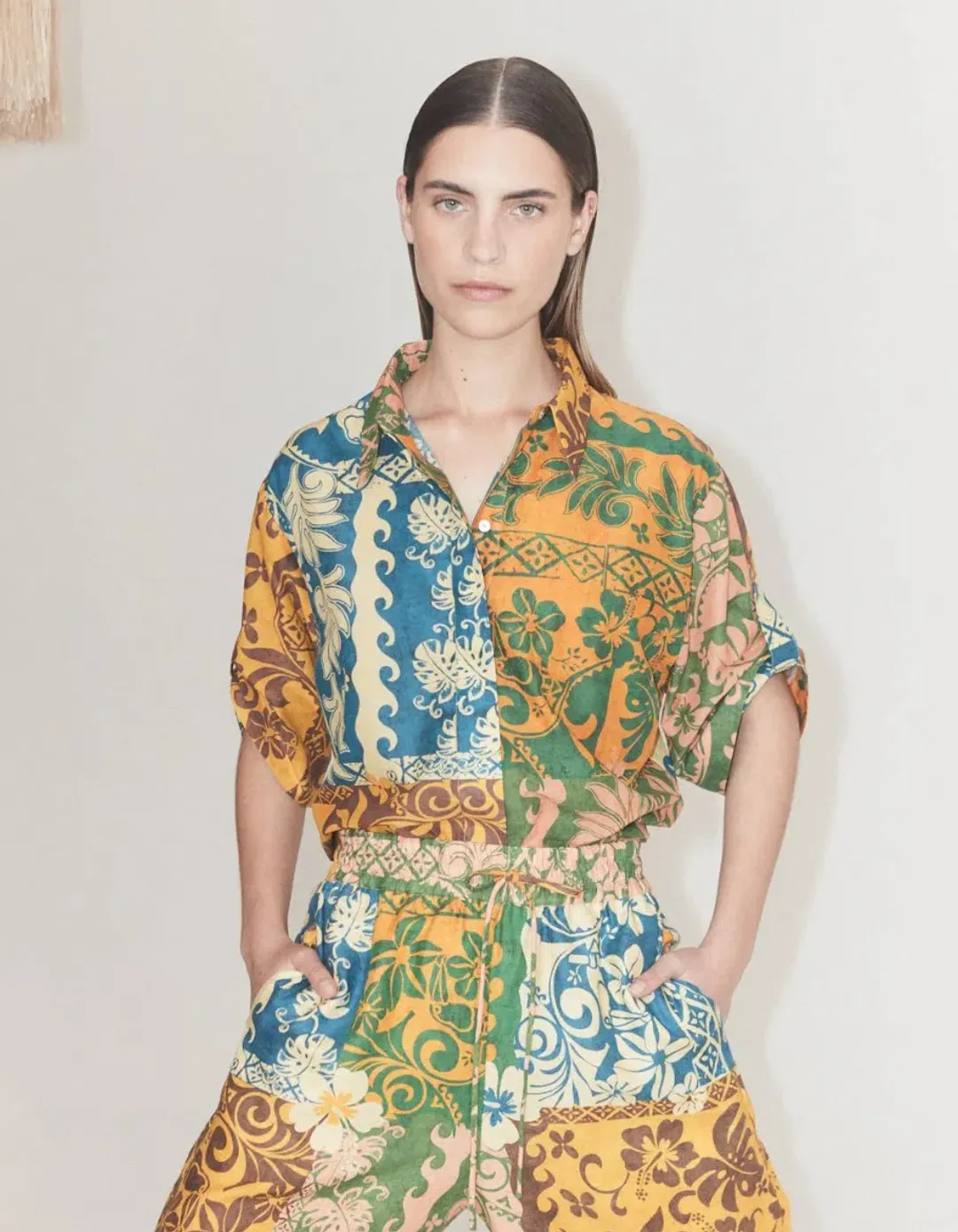 Alemais Archie Linen Top & Pant Set Multi Size 10 for rent on The Volte - main image