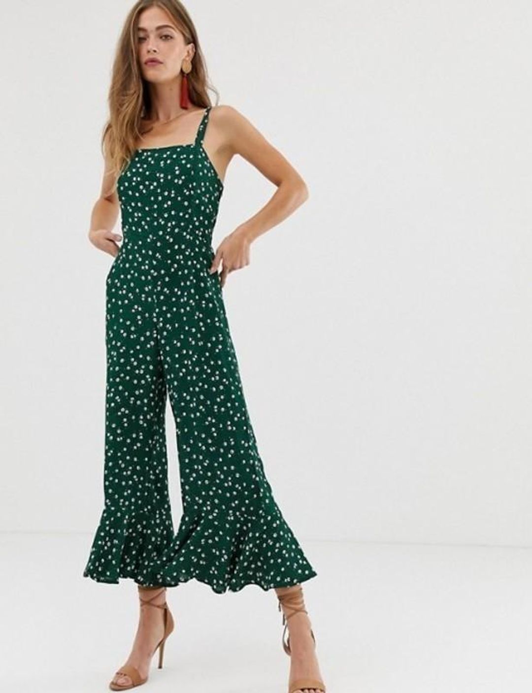Faithfull the Brand Lea Jumpsuit Green Bettina Floral Print Size XS for rent on The Volte - main image