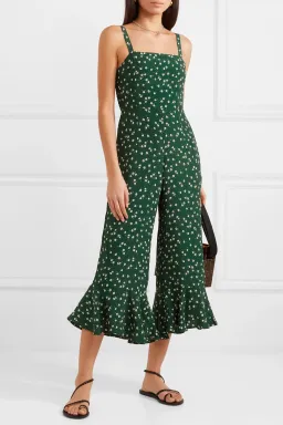 Faithfull the Brand Lea Jumpsuit Green Bettina Floral Print Size XS for rent on The Volte - image 1