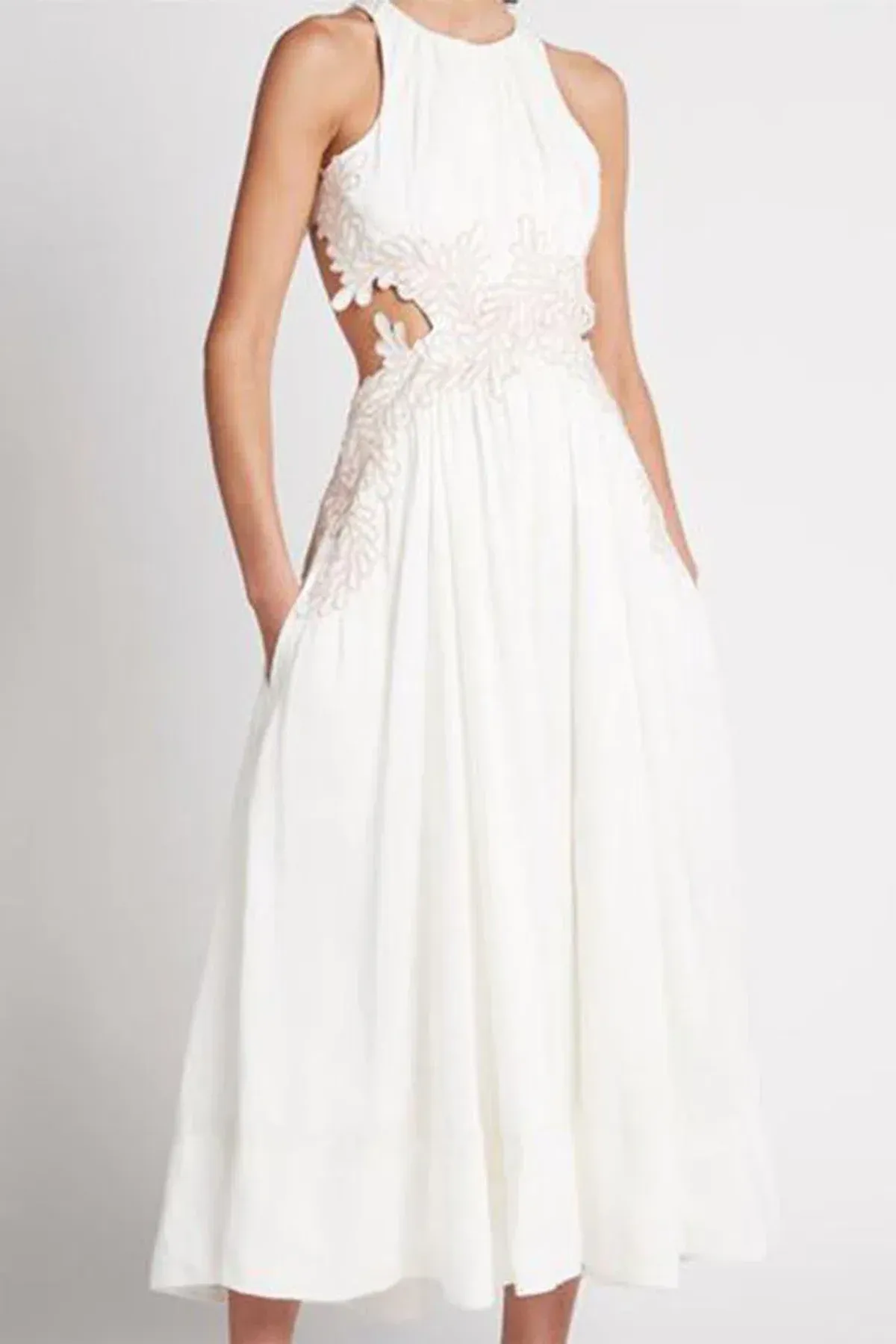 AJE Botanical Trim Midi Dress Ivory size 12 - Image 2