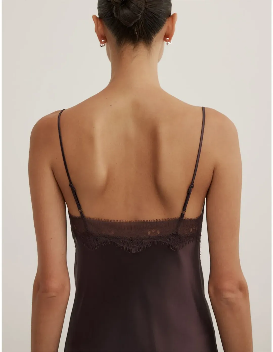 Witchery Lace Neck Slip Dress Size 12 AU Espresso for rent on The Volte - main image