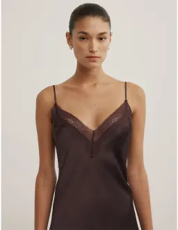 Witchery Lace Neck Slip Dress Size 12 AU Espresso for rent on The Volte - image 2