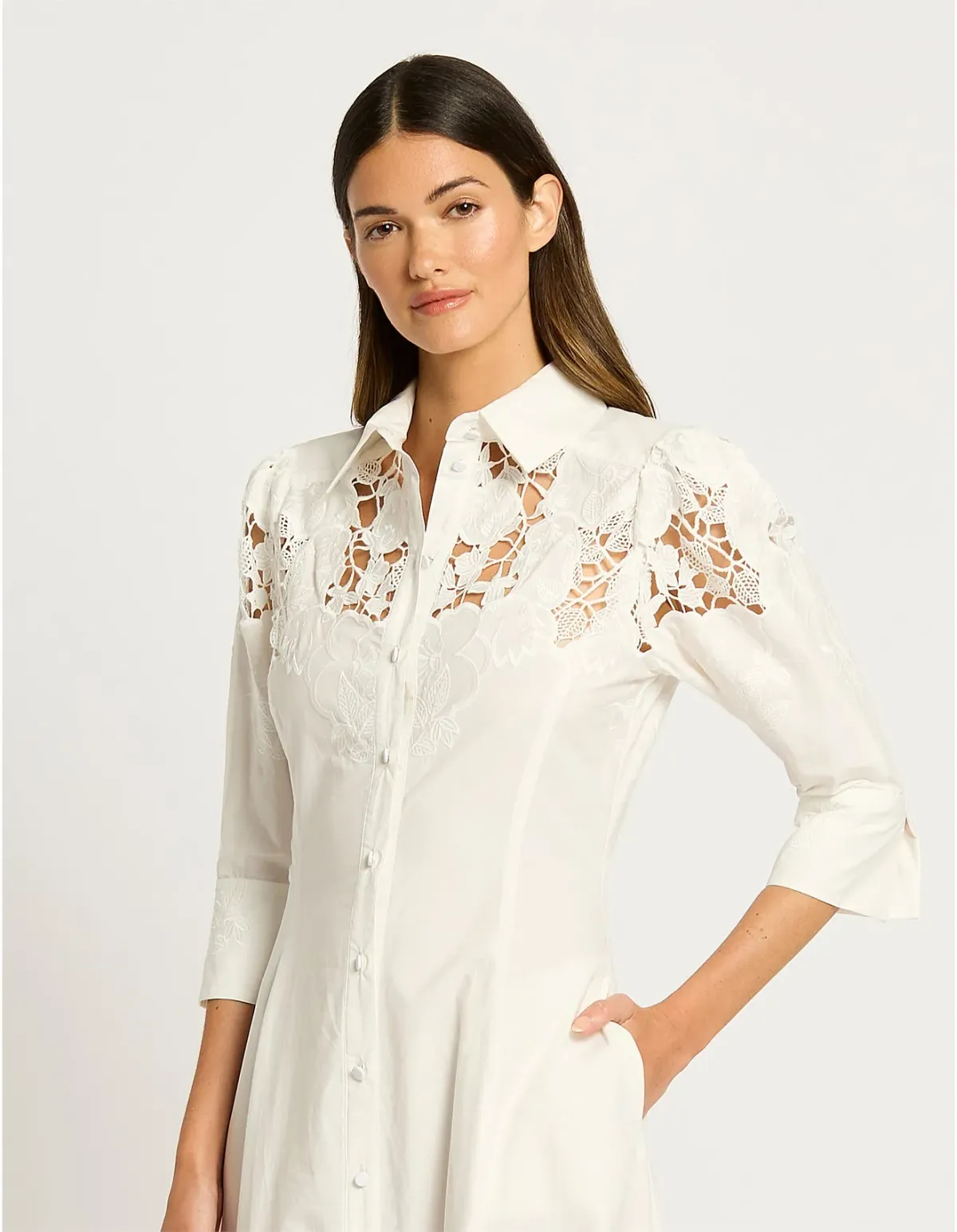 Moss & Spy Lyla Shirt Dress Size 16 AU White - Image 4