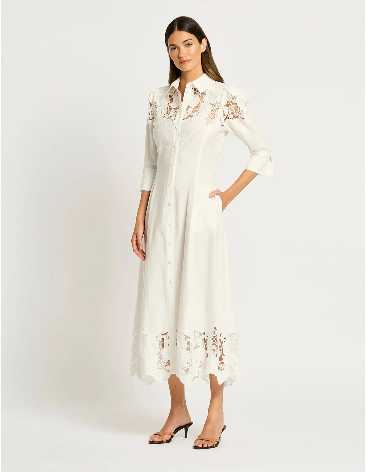 Moss & Spy Lyla Shirt Dress Size 16 AU White - Image 1