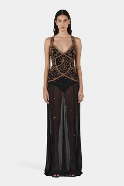 Hansen + Gretel Maja Beaded Maxi Dress Onyx SIZE 10 for rent on The Volte - image 1
