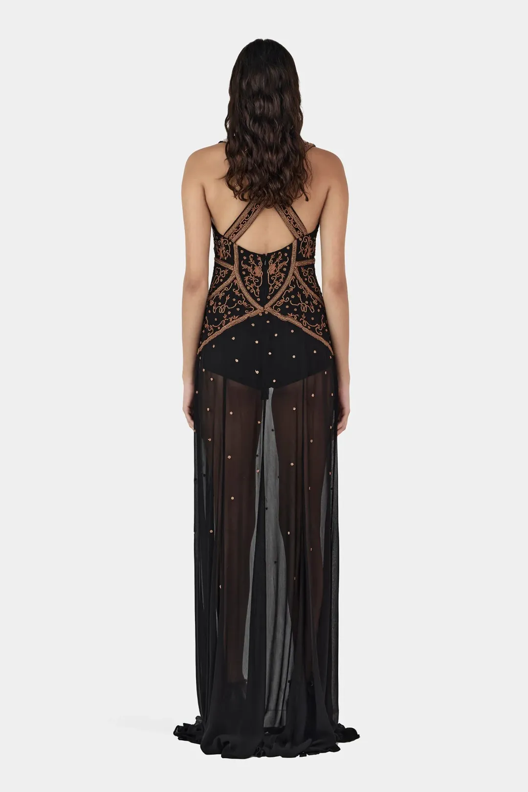 Hansen + Gretel Maja Beaded Maxi Dress Onyx SIZE 10 for rent on The Volte - main image