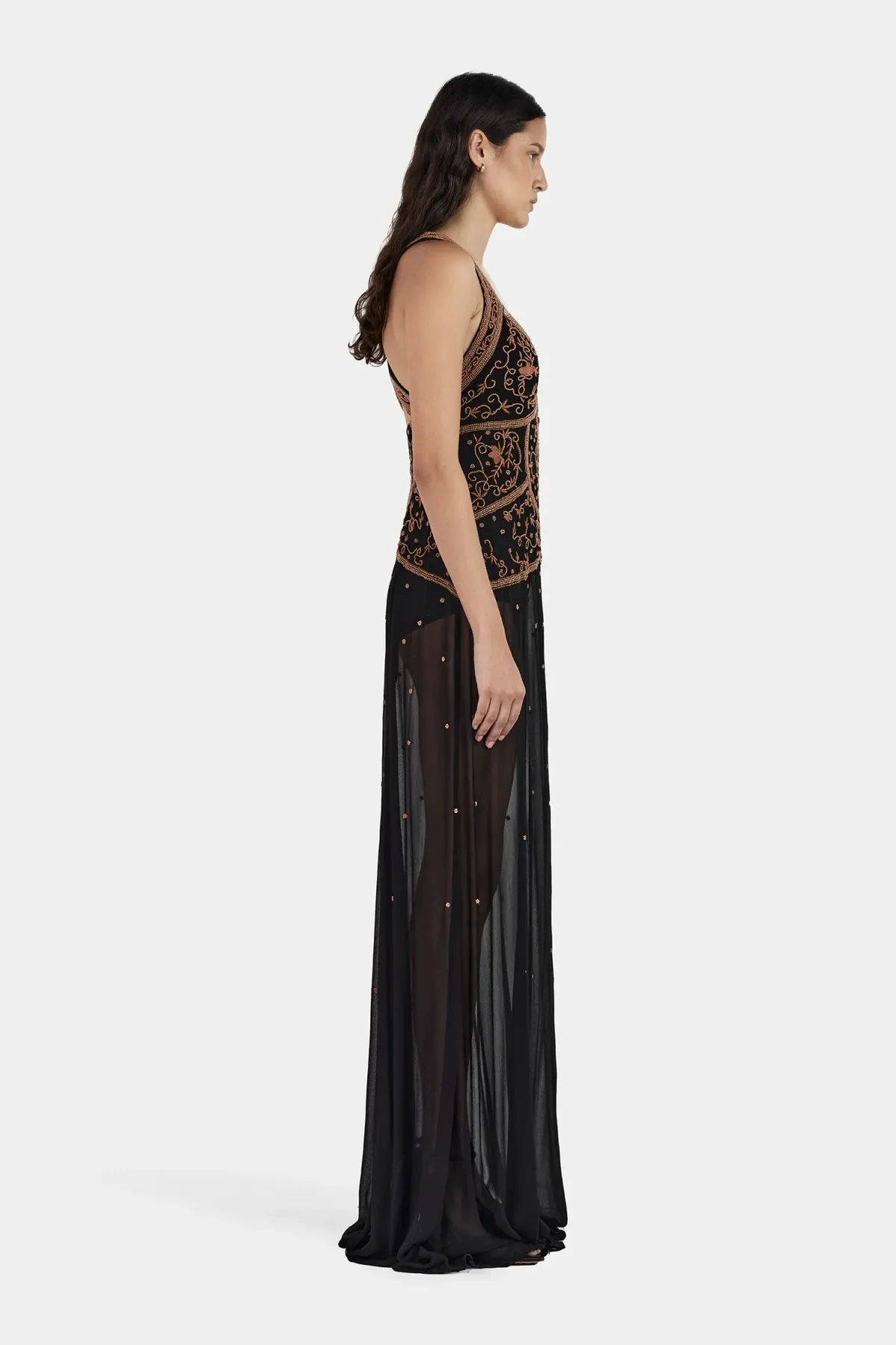 Hansen + Gretel Maja Beaded Maxi Dress Onyx SIZE 10 - Image 4