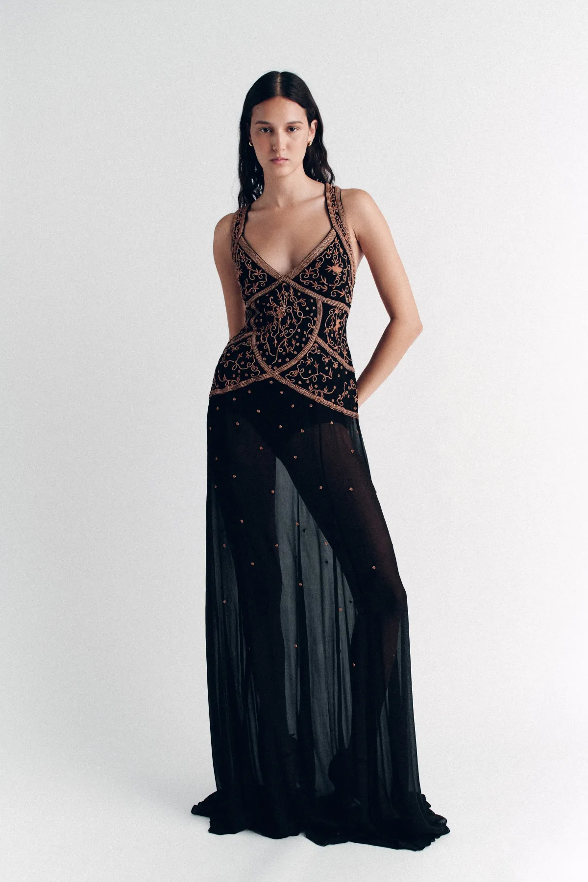 Hansen + Gretel Maja Beaded Maxi Dress Onyx SIZE 10 - Image 3
