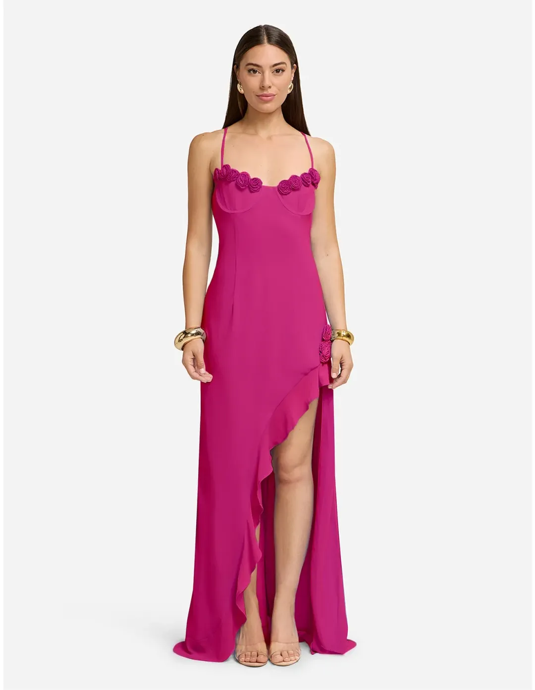 Runaway The Label Jionni Ruffle Maxi Dress Size S Berry for rent on The Volte - main image
