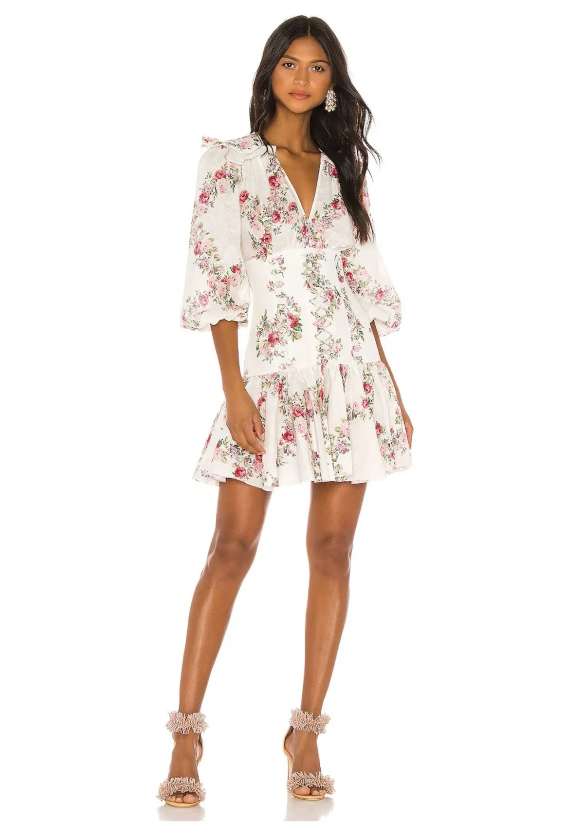 Zimmermann Honour Corset Mini Dress Cream Floral Size 0 / AU 8 for rent on The Volte - main image