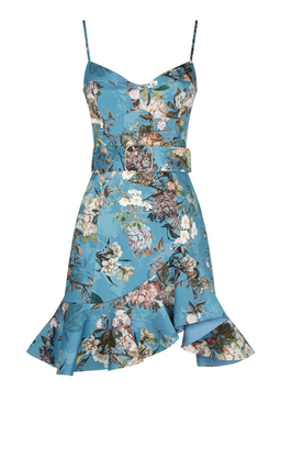 Nicholas Ariel blue floral ruffle mini cocktail dress for rent on The Volte - image 8