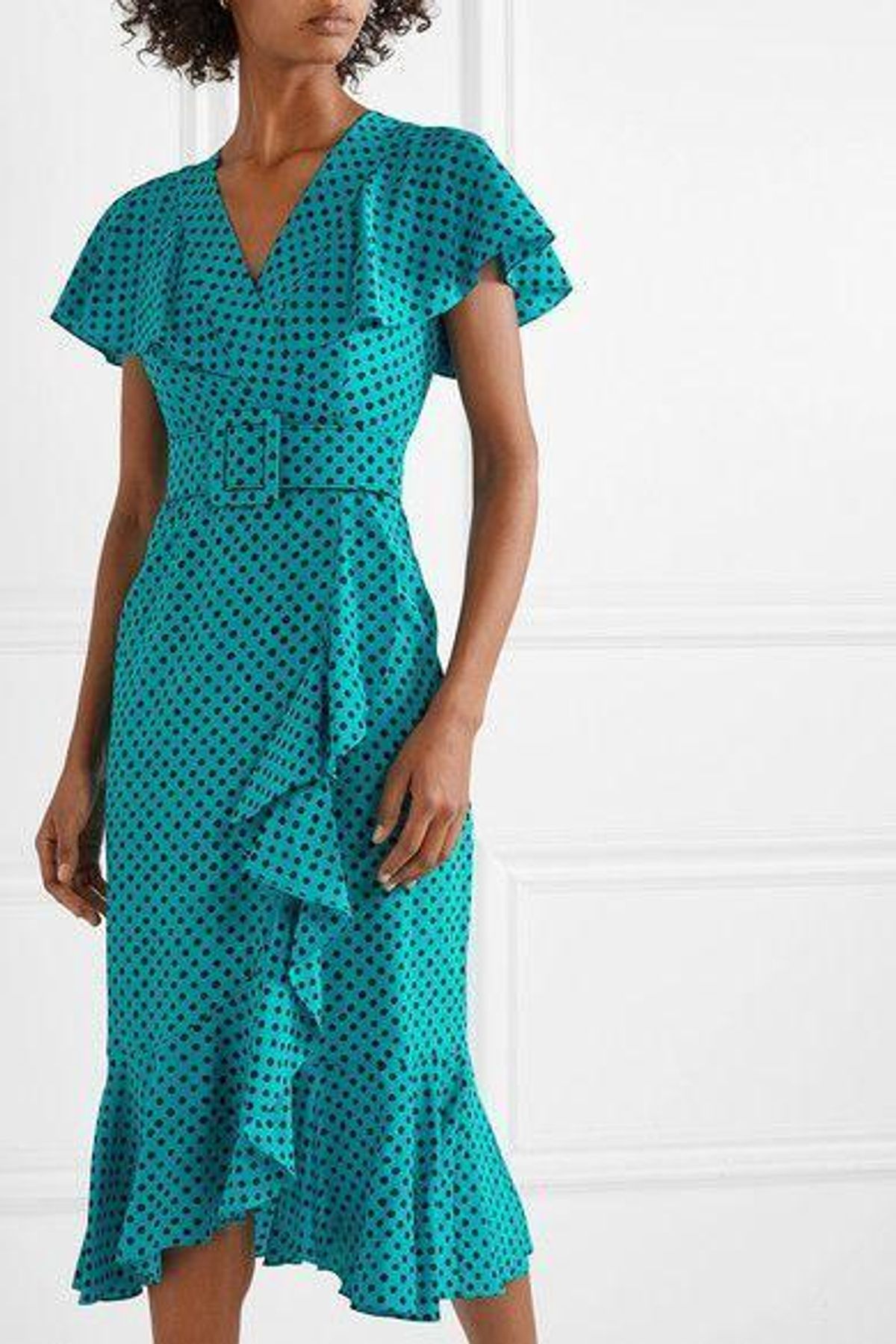 Michael Kors Collection silk spot dot midi cocktail dress - Image 1