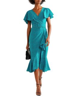 Michael Kors Collection silk spot dot midi cocktail dress for rent on The Volte - image 2