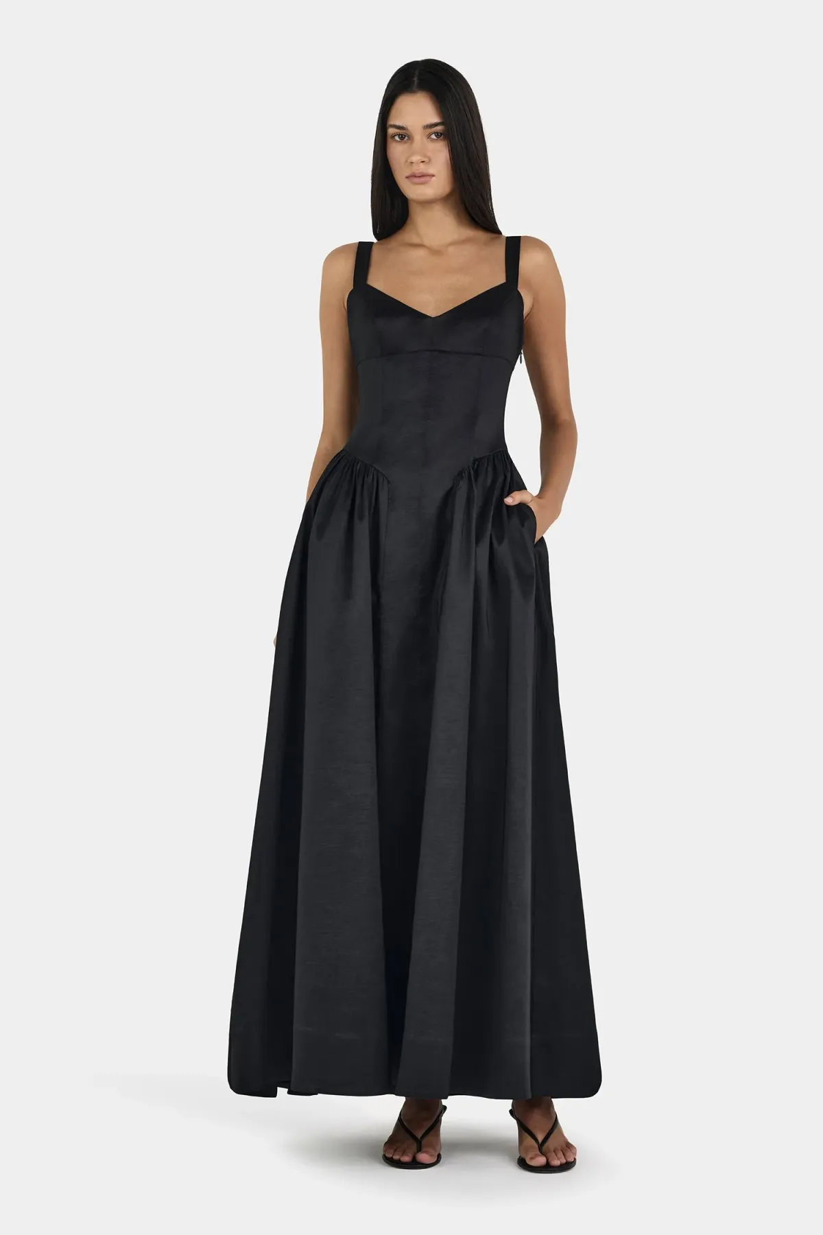 HANSEN + GRETEL Cami Taffeta Gown Black - Image 5