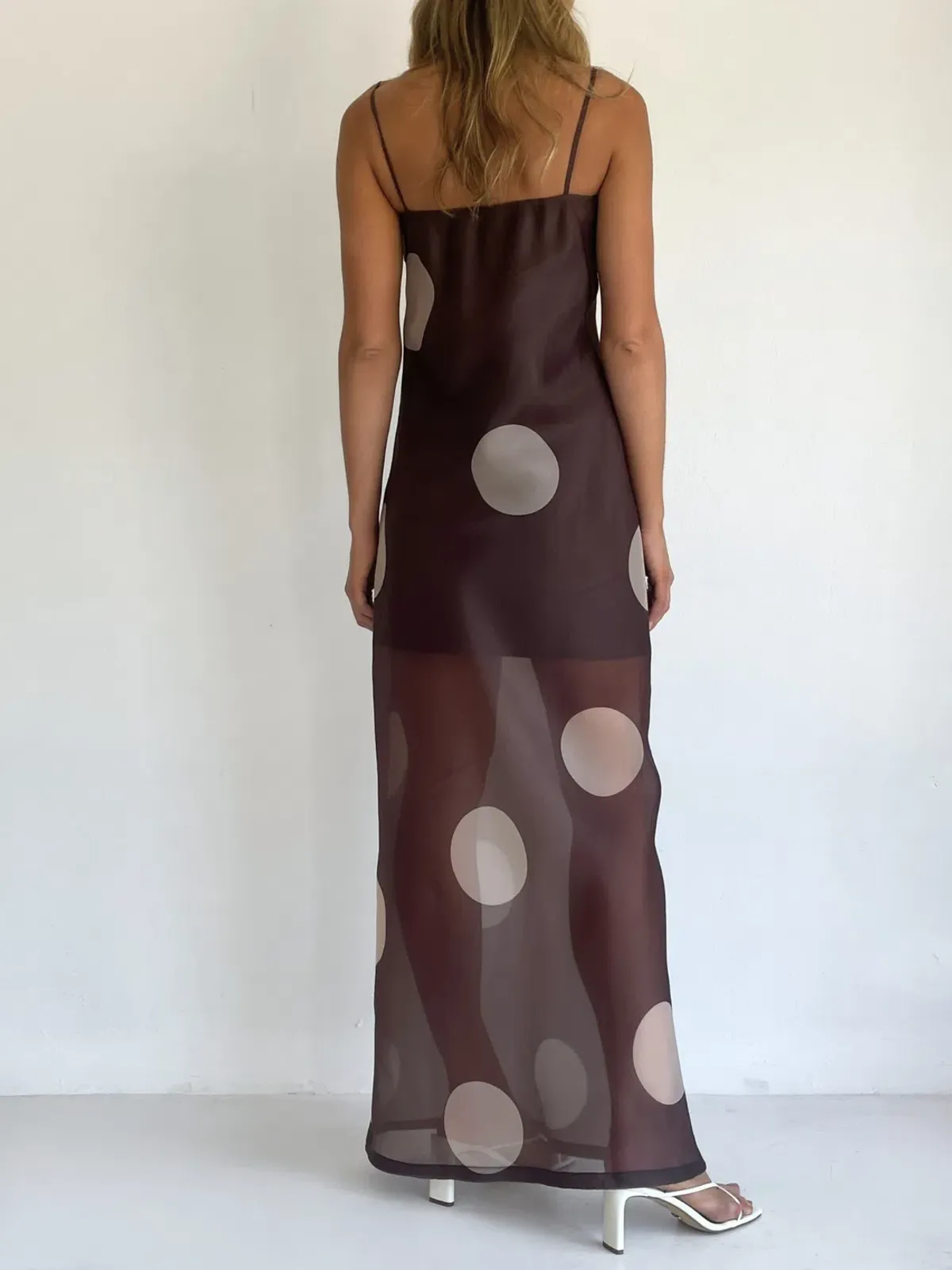 By Nicola Mila Dress size 16 Chocolate brown Polka - Image 3