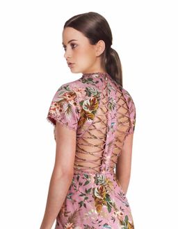 Zimmermann Tropicale Lattice Mini Dress Pink Floral Size 0 / AU 8 for rent on The Volte - image 14