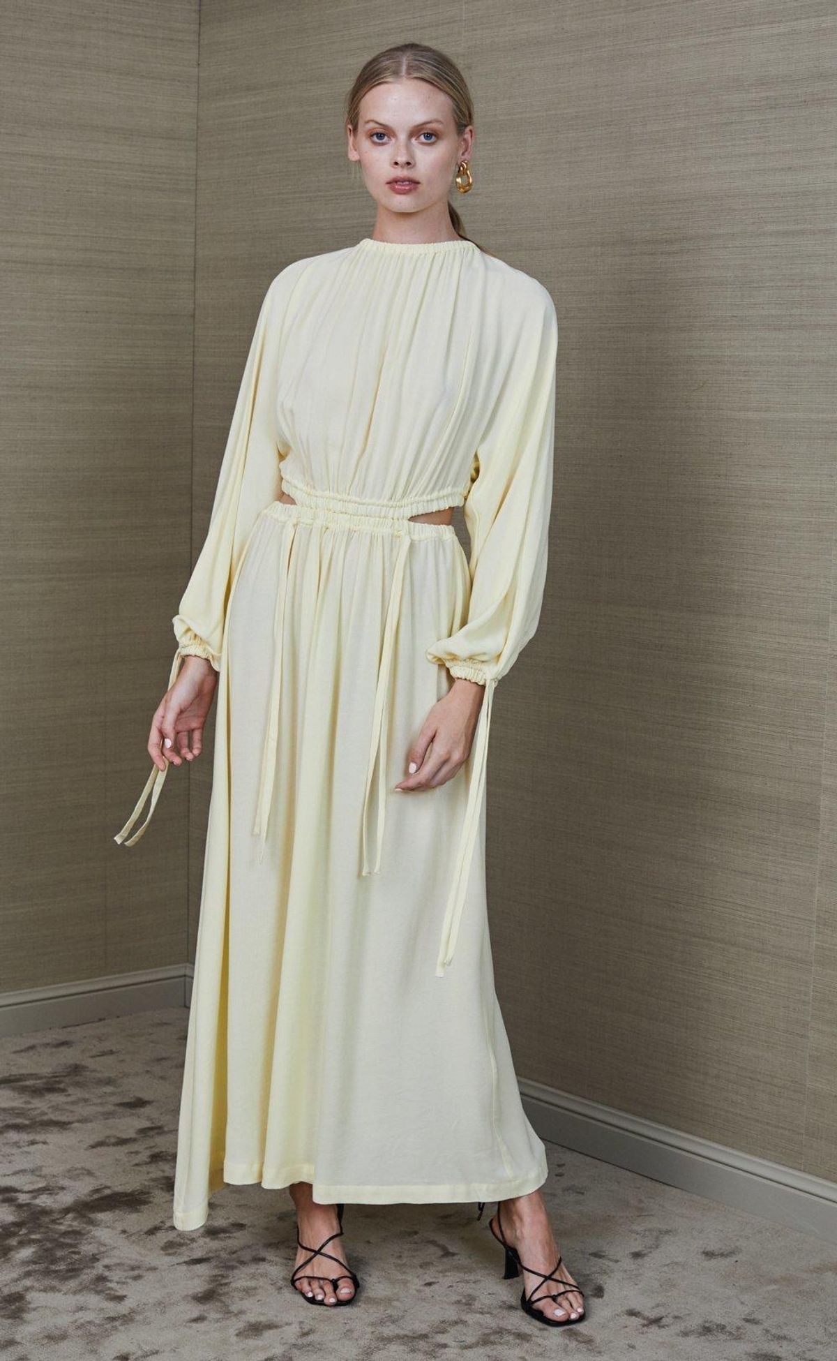 Bec & Bridge Mala Long Sleeve Midi Dress Pastel Yellow Size 10 - Image 1