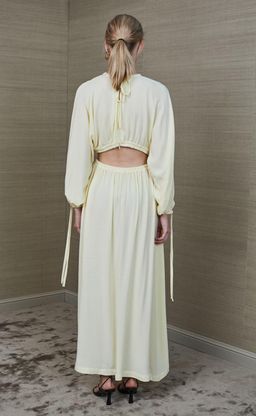 Bec & Bridge Mala Long Sleeve Midi Dress Pastel Yellow Size 10 for rent on The Volte - image 2
