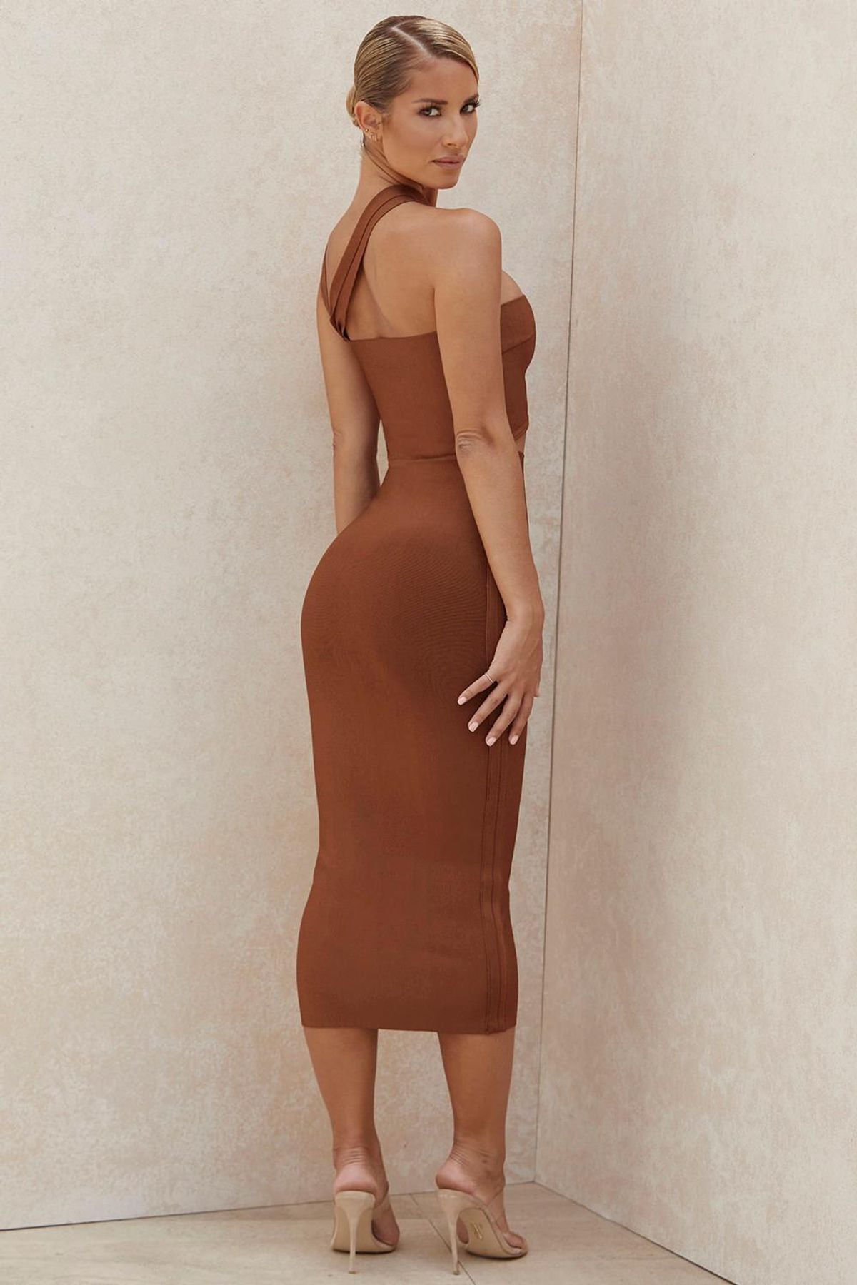 House Of CB Aina Cut Out Midi Dress Tan Size 12 - Image 2