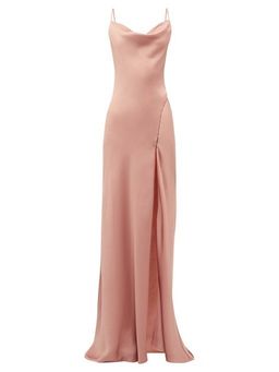 Jonathan Simkhai Long Flared Cowl Neck Charmeuse Slip Dress Pink Size 6 for rent on The Volte - image 6