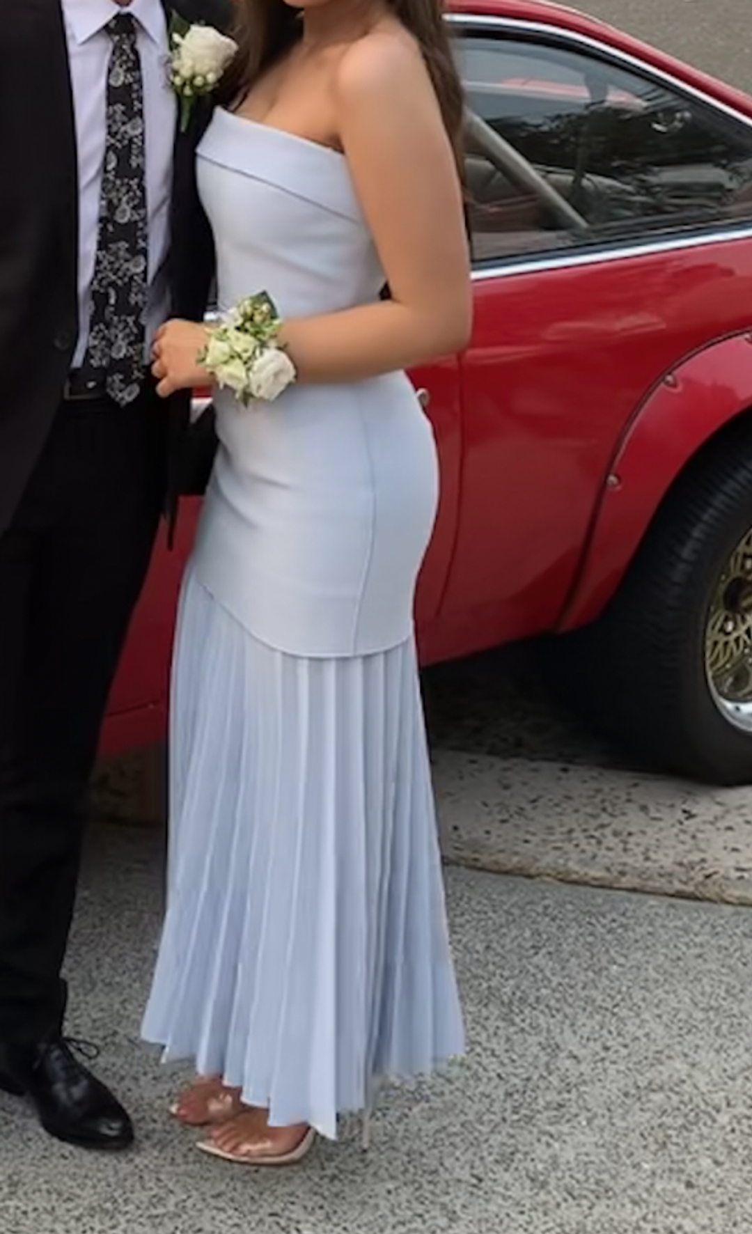 LINEAR CREPE PLEAT STRAPLESS DRESS for rent on The Volte - main image