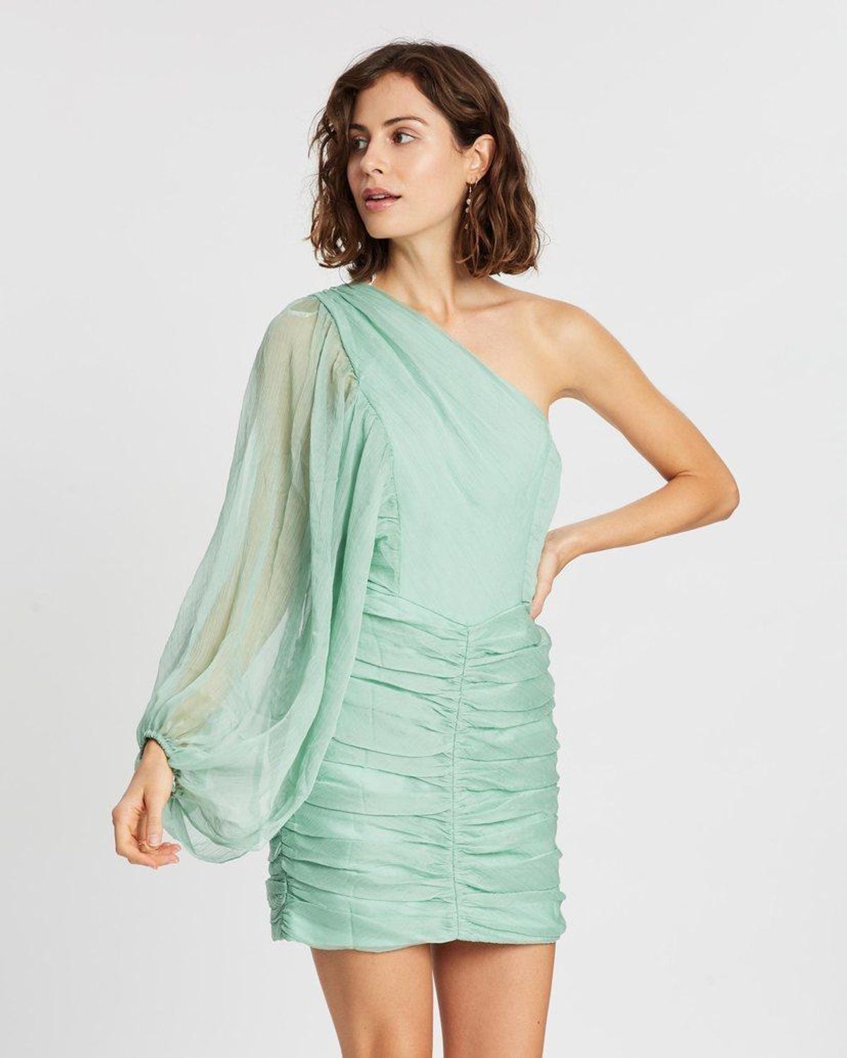 One Shoulder Mini Dress - Spearmint - Image 1