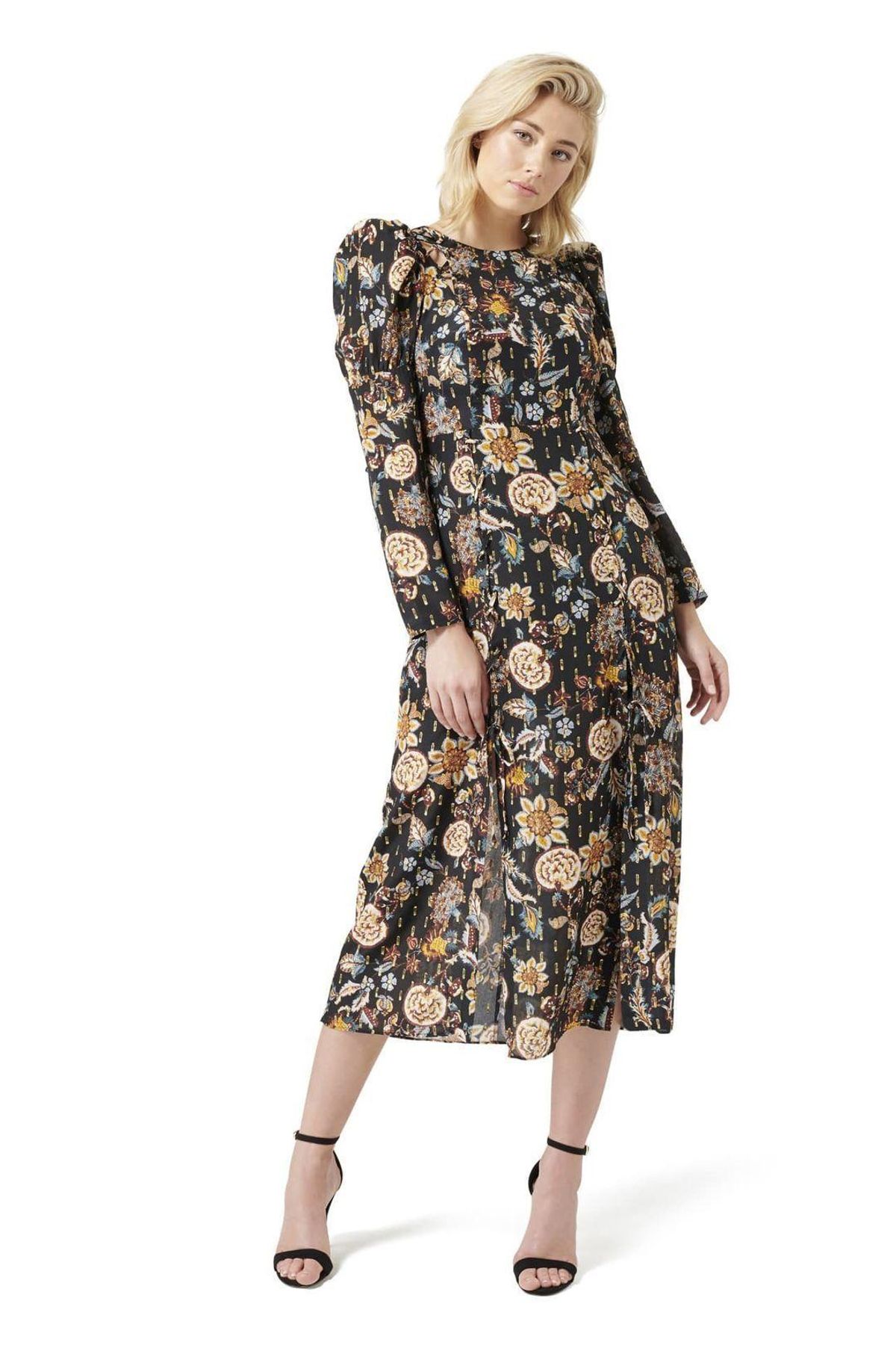 Thurley Valentina Gold Dobby Dress Size 6 - Image 2