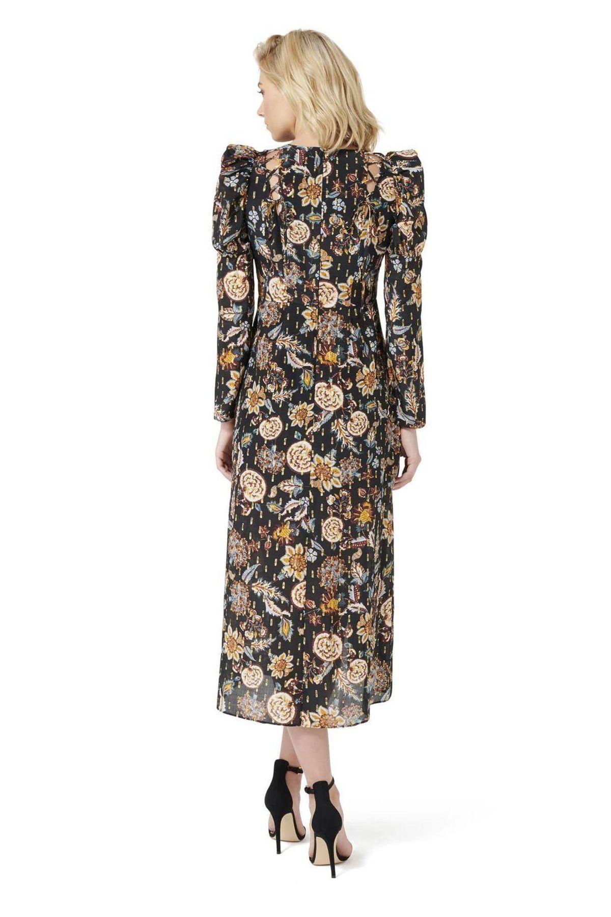 Thurley Valentina Gold Dobby Dress Size 6 - Image 3