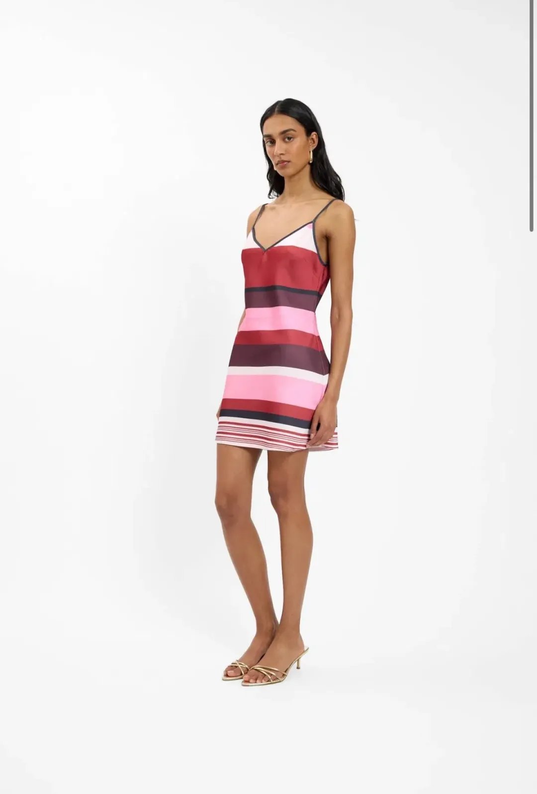 WITH HARPER LU BIAS MINI DRESS | FUCHSIA STRIPE for rent on The Volte - main image