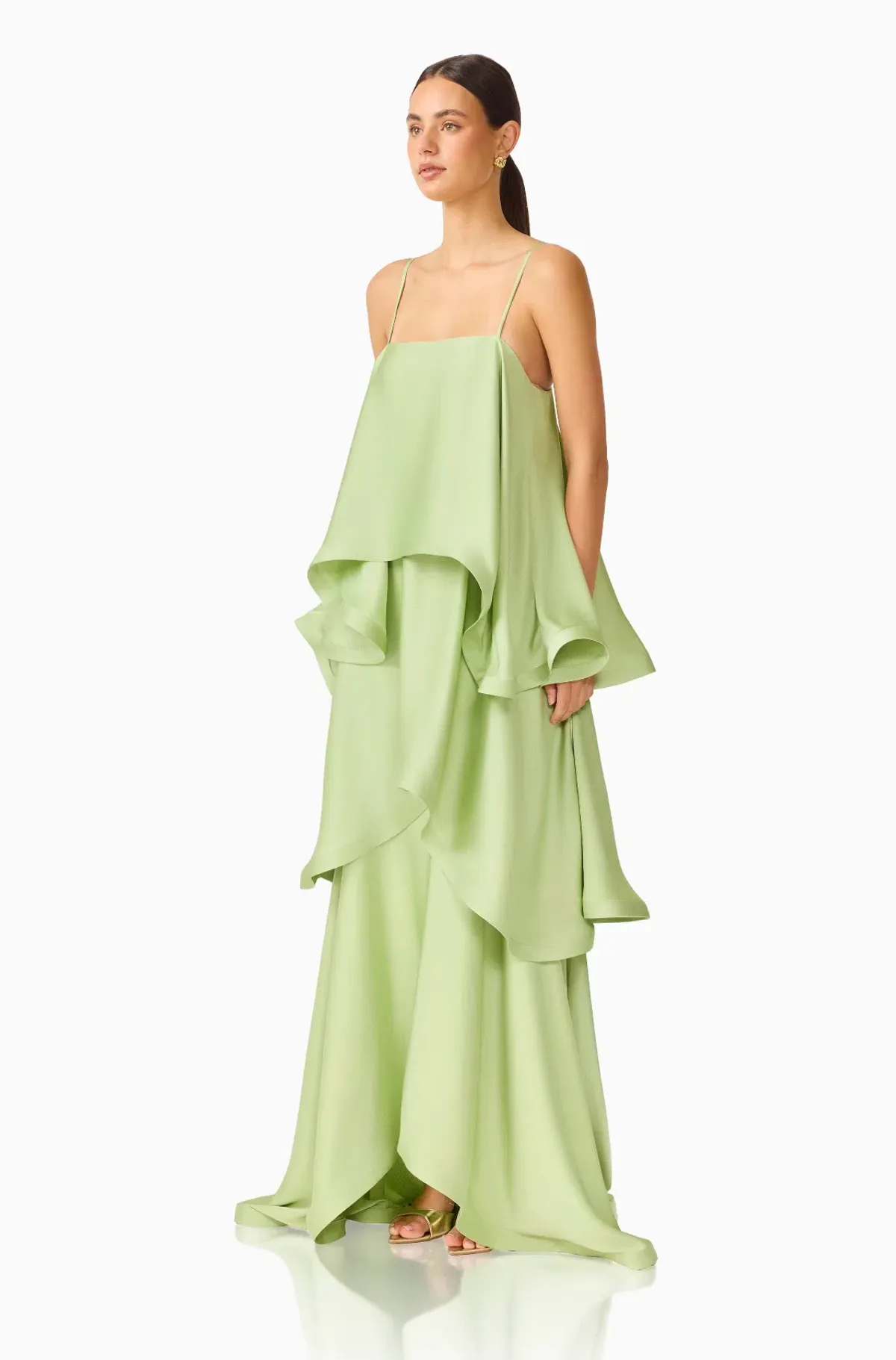 Tilly Tiered Maxi Dress in Green / S - Image 4