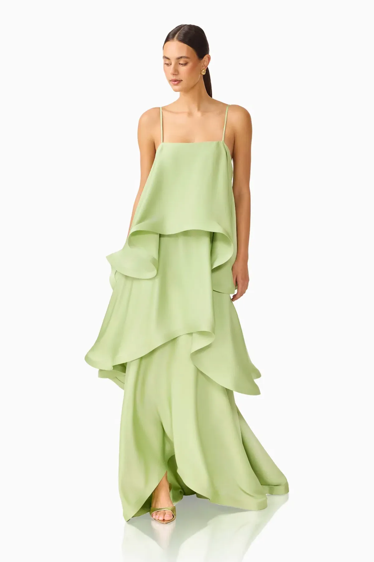 Tilly Tiered Maxi Dress in Green / S - Image 2